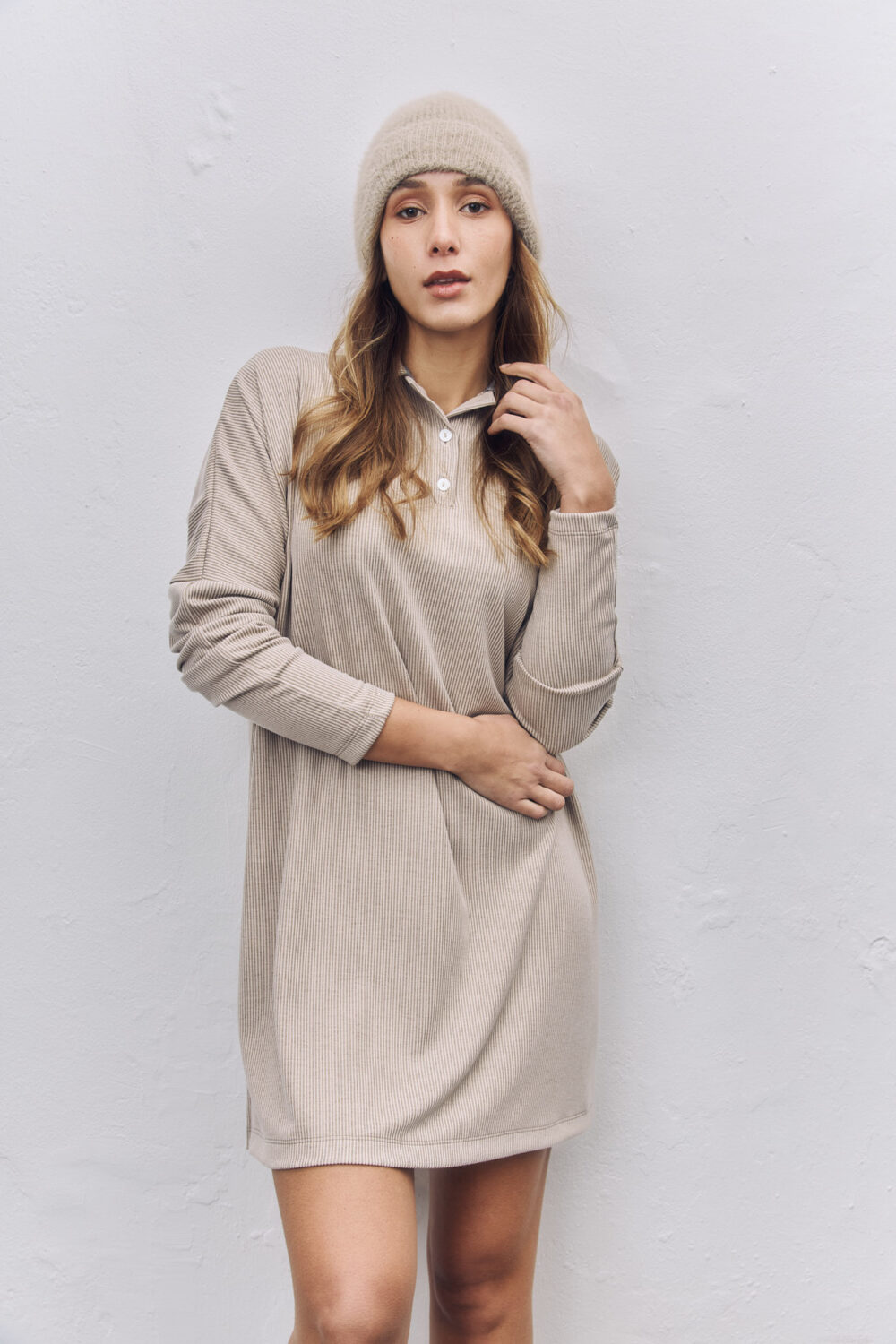 Vestido MARINA beige/blanco