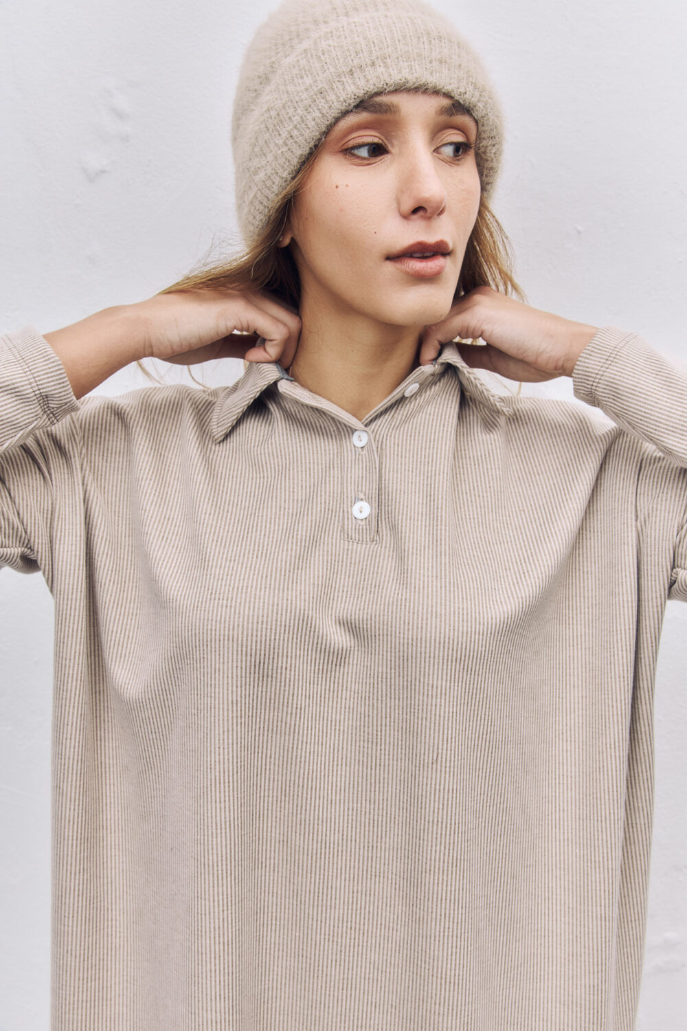 Vestido MARINA beige/blanco